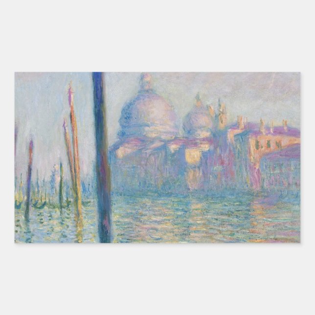 Grand Canal Monet Venice Italien Klassische Malere Rechteckiger Aufkleber (Vorderseite)