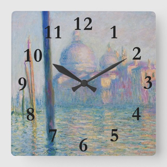 Grand Canal Monet Venice Italy Classic Painting Quadratische Wanduhr (Vorderseite)
