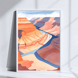 Grand Canyon Aquarell-Landschaftsmalerei Poster