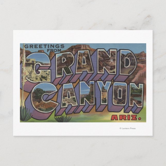 Grand Canyon, Arizona - Große Buchstabenszenen Postkarte (Vorderseite)