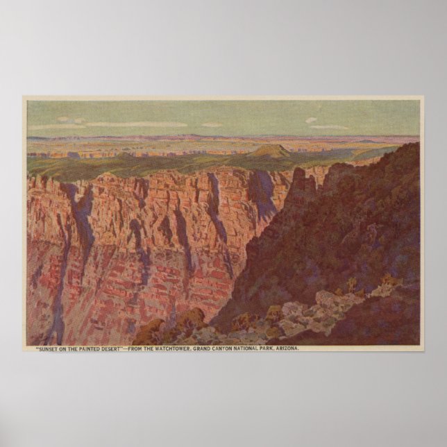 Grand Canyon, Arizona - Sonnenuntergang in den Gem Poster (Vorne)