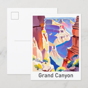 Grand Canyon Arizona Vintage Reiseillustration Postkarte