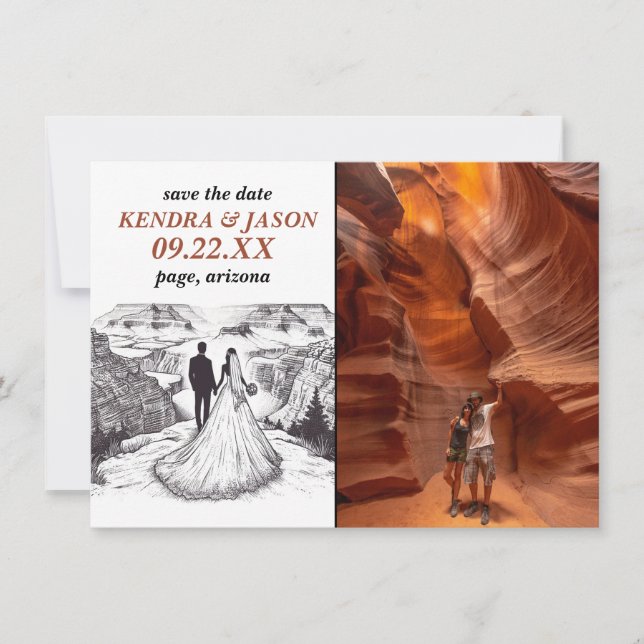 Grand Canyon Couple Save the Date Einladung (Vorderseite)