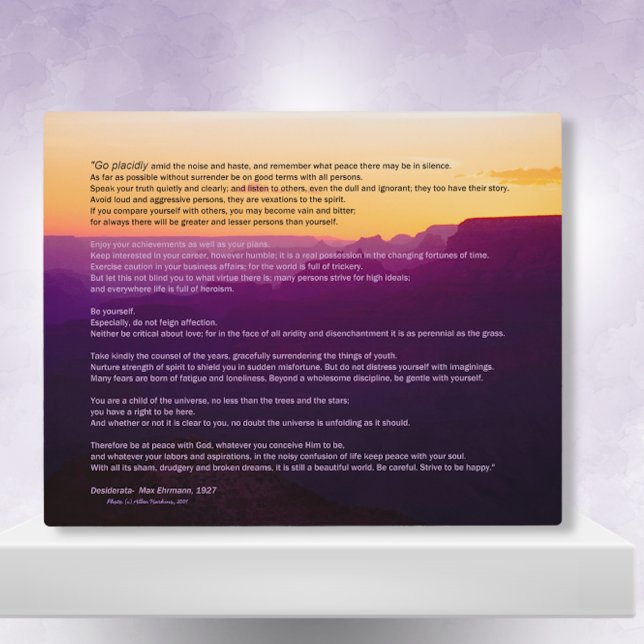 Grand Canyon Desiderata Plaque Fotoplatte (Von Creator hochgeladen)