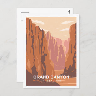 Grand Canyon Famous Travel Place Illustration Postkarte