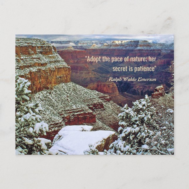 Grand Canyon im Winter mit Emerson Quote Postkarte (Vorderseite)