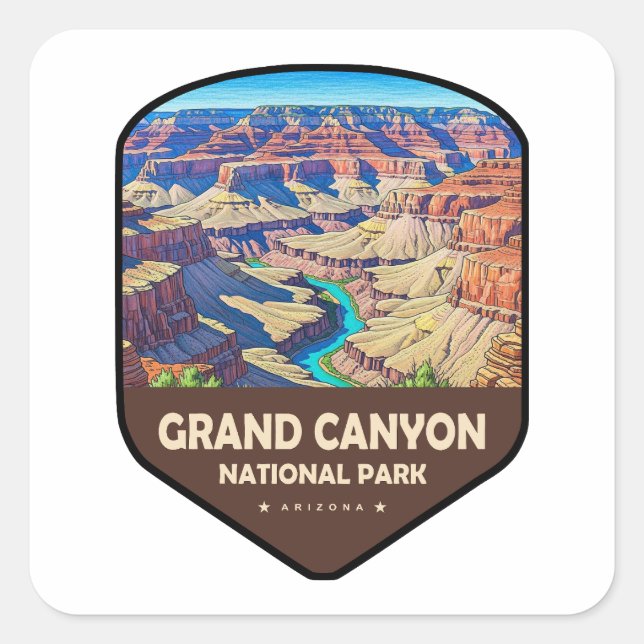 Grand Canyon National Park Shield Quadratischer Aufkleber (Vorderseite)