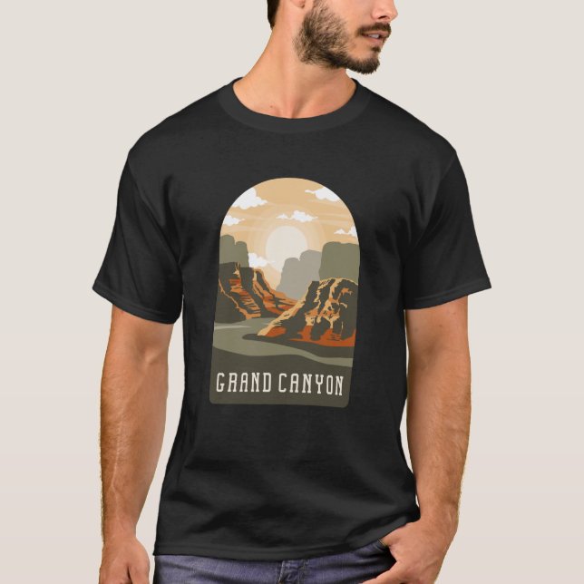 Grand Canyon National Park Skyline Silhouette Outl T-Shirt (Vorderseite)