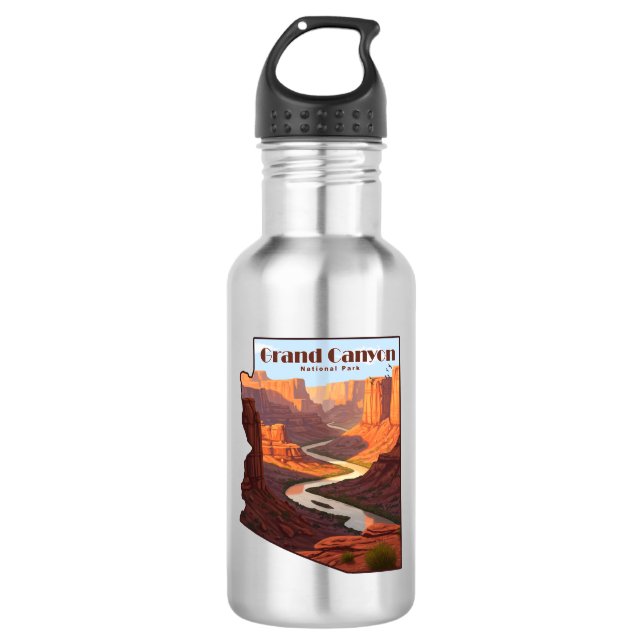 Grand Canyon Nationalpark Arizona Karte Edelstahlflasche (Vorderseite)