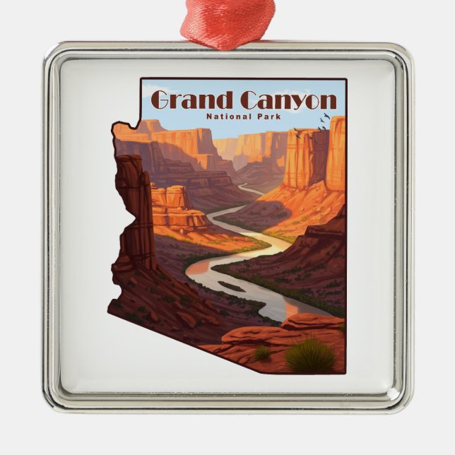 Grand Canyon Nationalpark Arizona Karte Ornament Aus Metall (Vorne)