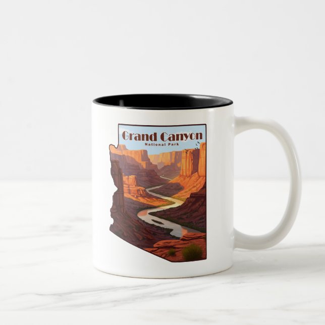 Grand Canyon Nationalpark Arizona Karte Zweifarbige Tasse (Rechts)