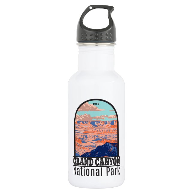 Grand Canyon Nationalpark Arizona Vintag Edelstahlflasche (Vorderseite)