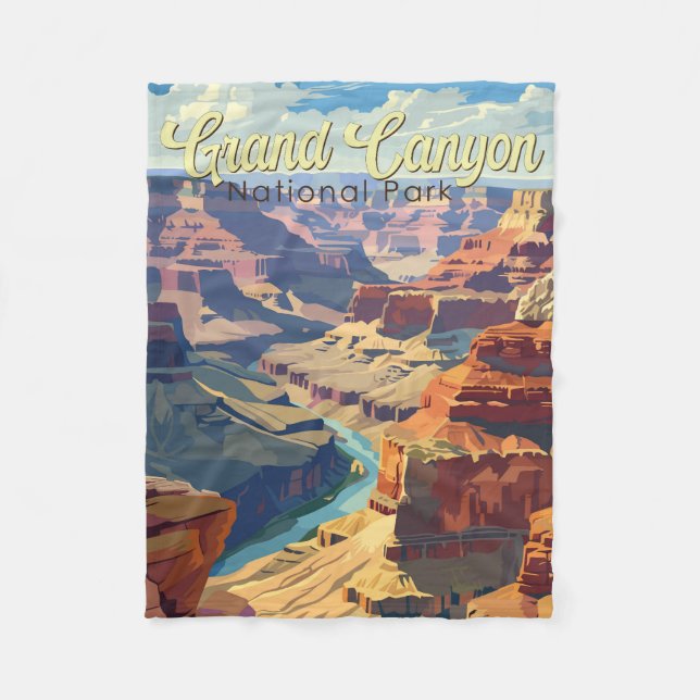 Grand Canyon Nationalpark Illustration Fleecedecke (Vorderseite)