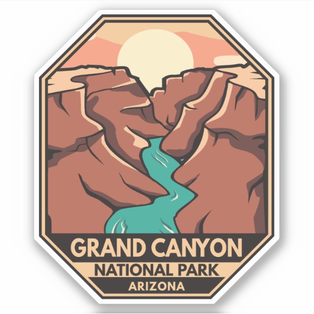 Grand Canyon Nationalpark Retro Emblem Aufkleber (Vorderseite)