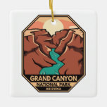 Grand Canyon Nationalpark Retro Emblem Keramikornament<br><div class="desc">Das Design der Vektorgrafiken des Grand Canyon. Der Park ist Zuhause zu einem großen Teil des riesigen Grand Canyon,  mit seinen geschichtlichen roten Felsbändern,  die Millionen Jahre geologischer Geschichte aufdecken.</div>