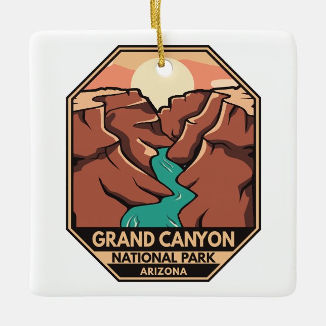 Grand Canyon Nationalpark Retro Emblem Keramikornament (Vorderseite)