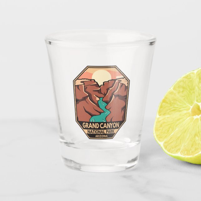 Grand Canyon Nationalpark Retro Emblem Schnapsglas (Vorderseite)
