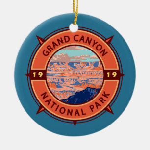 Grand Canyon Nationalpark Retro Kompass Emblem Keramik Ornament