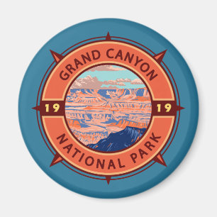 Grand Canyon Nationalpark Retro Kompass Emblem Magnet