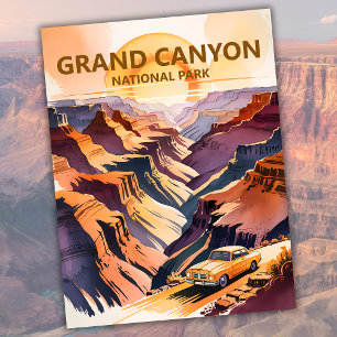 Grand Canyon Pastel Watercolor Vintage Straße Postkarte