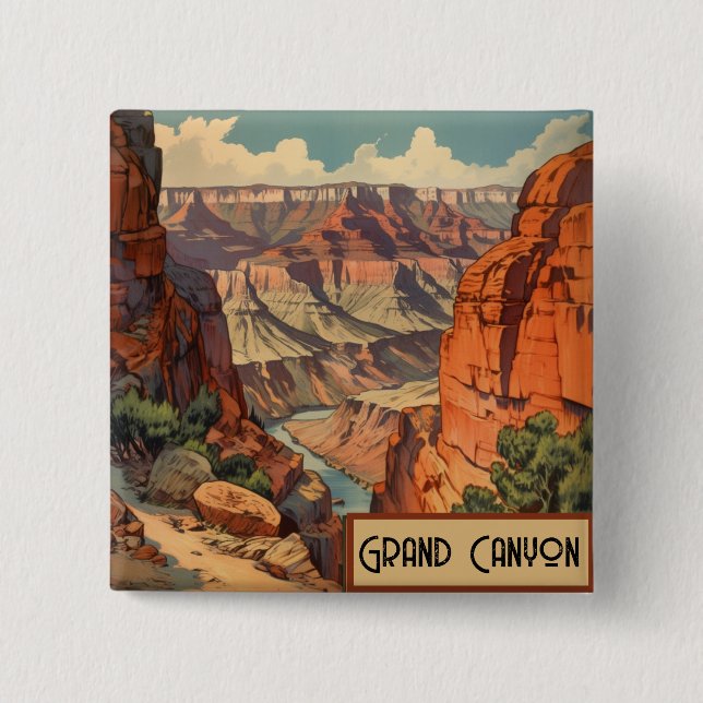 Grand Canyon Retro Reisedesign Button (Vorderseite)