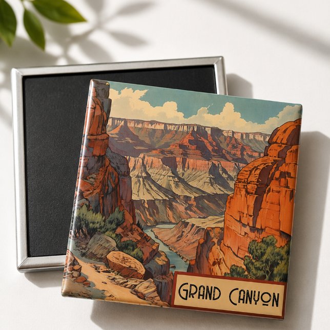Grand Canyon Retro Reisedesign Magnet (Von Creator hochgeladen)