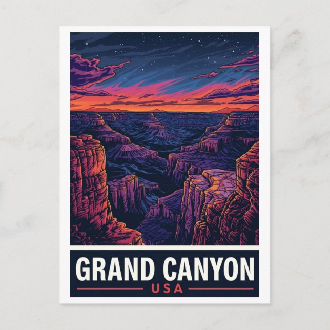 Grand Canyon Sunset Night Sky Postkarte (Vorderseite)