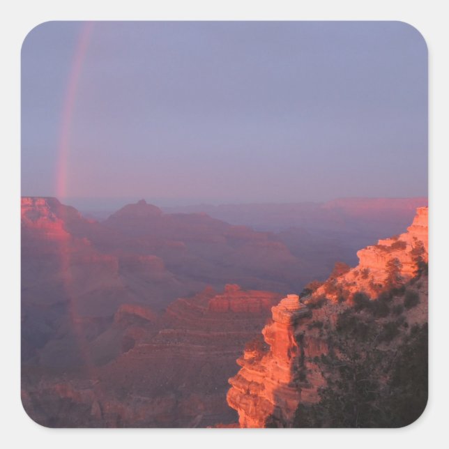 Grand Canyon Sunset Rainbow Quadratischer Aufkleber (Vorderseite)