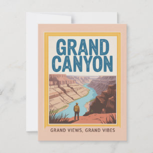 Grand Canyon USA Retro Nationalpark-Wanderer Postkarte