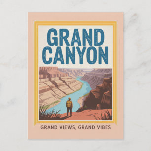 Grand Canyon USA Retro Nationalpark-Wanderer Postkarte