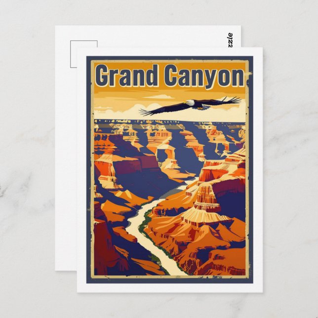 Grand Canyon USA Vintag Famous Travel Place Postkarte (Vorne/Hinten)
