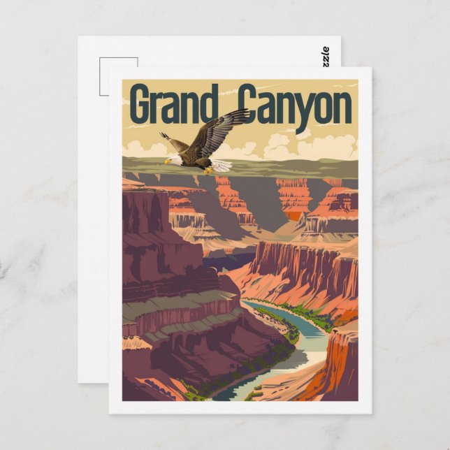 Grand Canyon USA Vintag Famous Travel Place Postkarte (Vorne/Hinten)