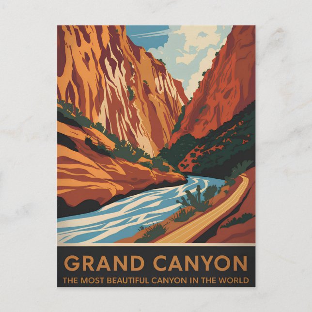 Grand Canyon Vintag Postkarte (Vorderseite)