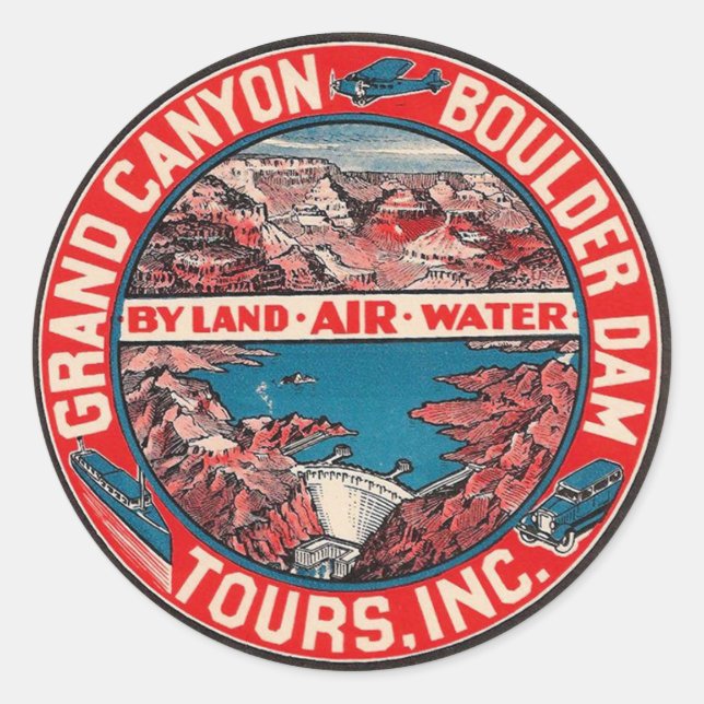 Grand Canyon Vintage Travel Luggage Label Runder Aufkleber (Vorderseite)