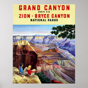Grand Canyon ~ Vintage Travel Poster. Poster