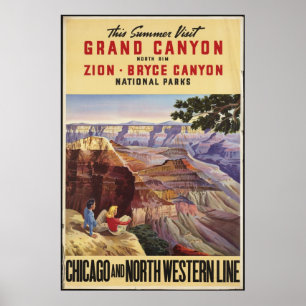 Grand Canyon Vintage Travel Poster und Retro Print