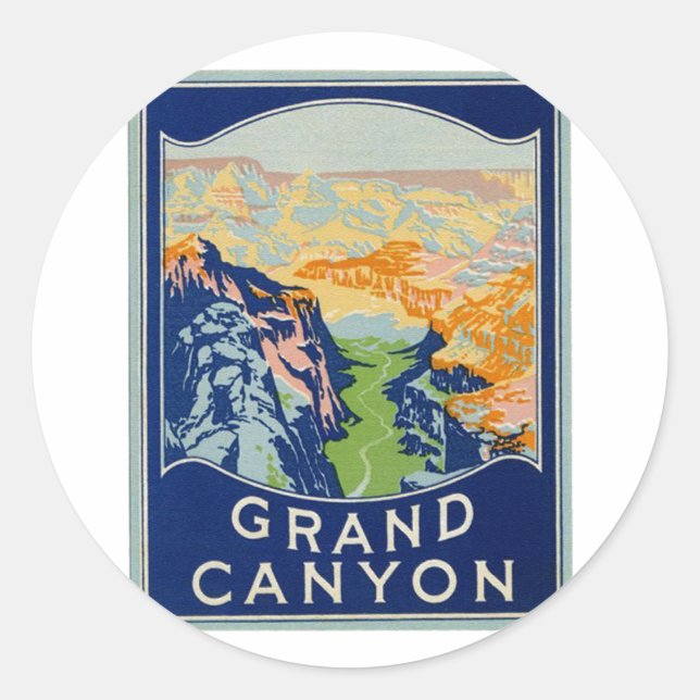 Grand Canyon - Vintage Travel Runder Aufkleber (Vorderseite)