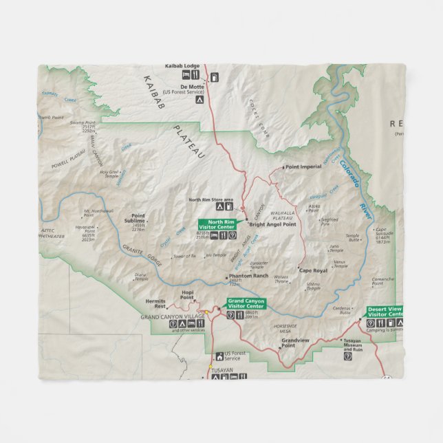 Grand Canyonkarten-Fleecedecke Fleecedecke (Vorderseite (Horizontal))