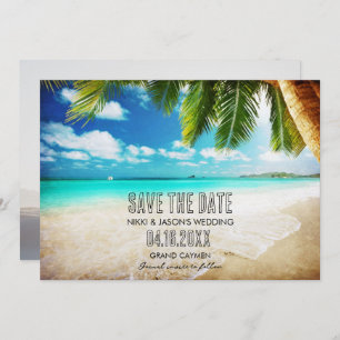 Grand Cayman Beach Hochzeit in Urlaubsort Save The Date