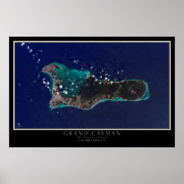Grand Cayman Island From Space Satellite Map Poster