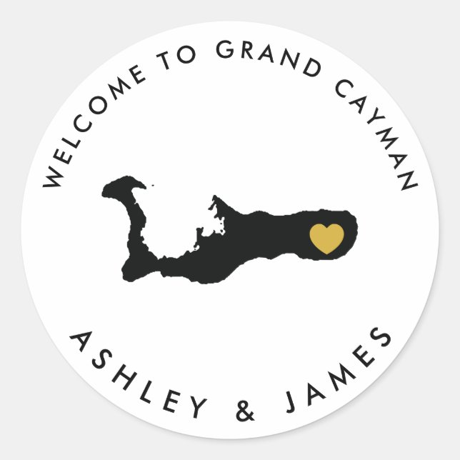 Grand Cayman Wedding Welcome Sticker for Box, Bag (Vorderseite)