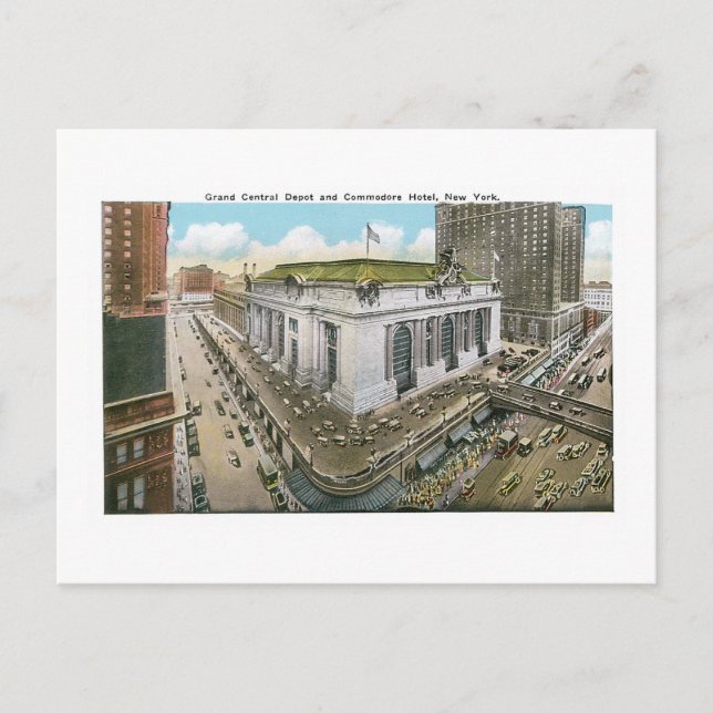 Grand Central Depot and Commodore Hotel, New York Postkarte (Vorderseite)