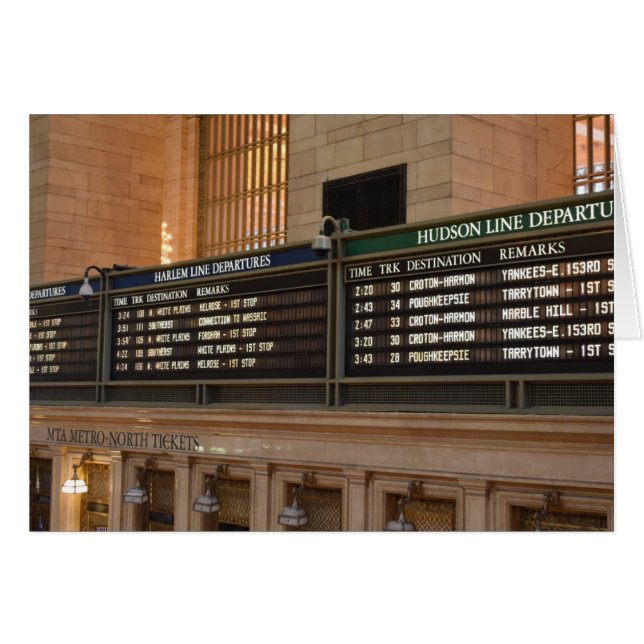 Grand Central Hudson Harlem Train Departures NYC (Vorderseite (Horizontal))