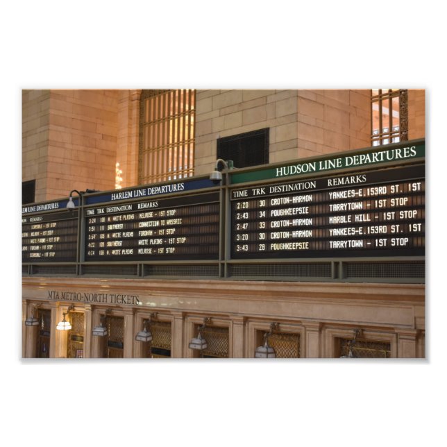 Grand Central Hudson Harlem Train Departures NYC Fotodruck (Vorne)