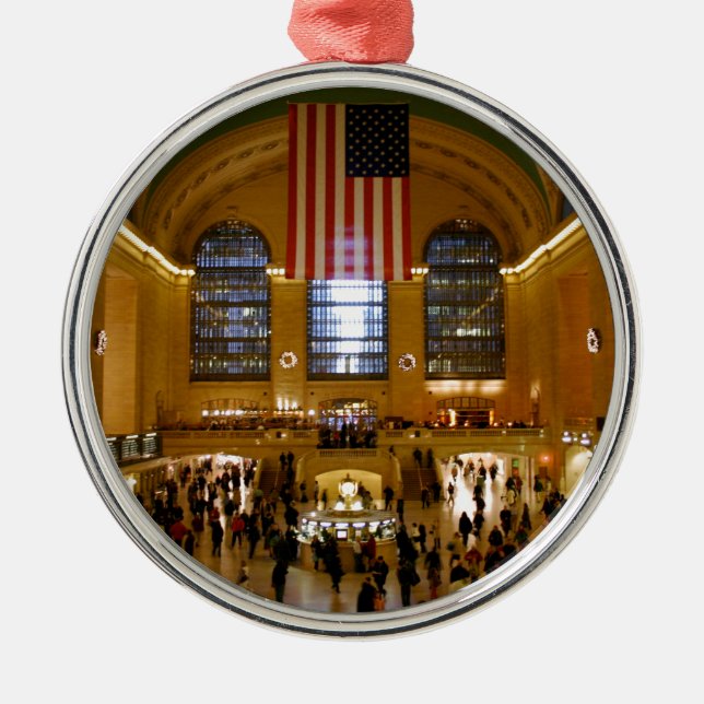 Grand Central Station New York Silbernes Ornament (Vorne)