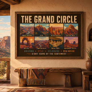 Grand Circle Nationalparks Sehenswürdigkeiten Illu Poster
