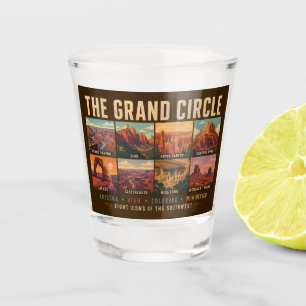 Grand Circle Nationalparks und Wahrzeichen Illustr Schnapsglas