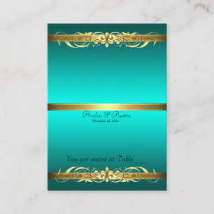 Grand Duchess Aquamarin & Gold Scroll Table Platzk Platzkarte