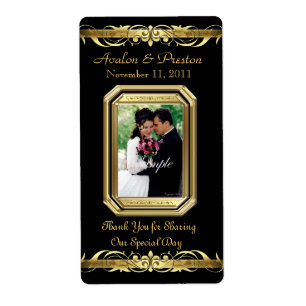 Grand Duchess Black Foto Gold Wine Wedding Label
