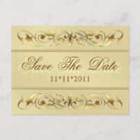 Grand Duchess Gold Scroll Save the Date Postkarte